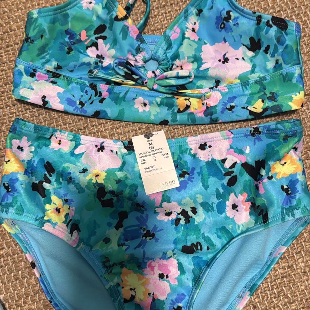 Girls 2 Piece Swimsuit in Blue and Pink